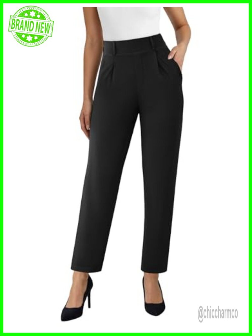 Stretchy Straight Leg Dress Pants with Pockets
